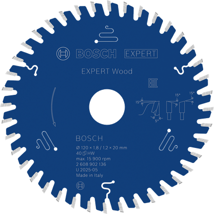 Bosch EXPERT 목재용 원형톱날, 직경 120mm.